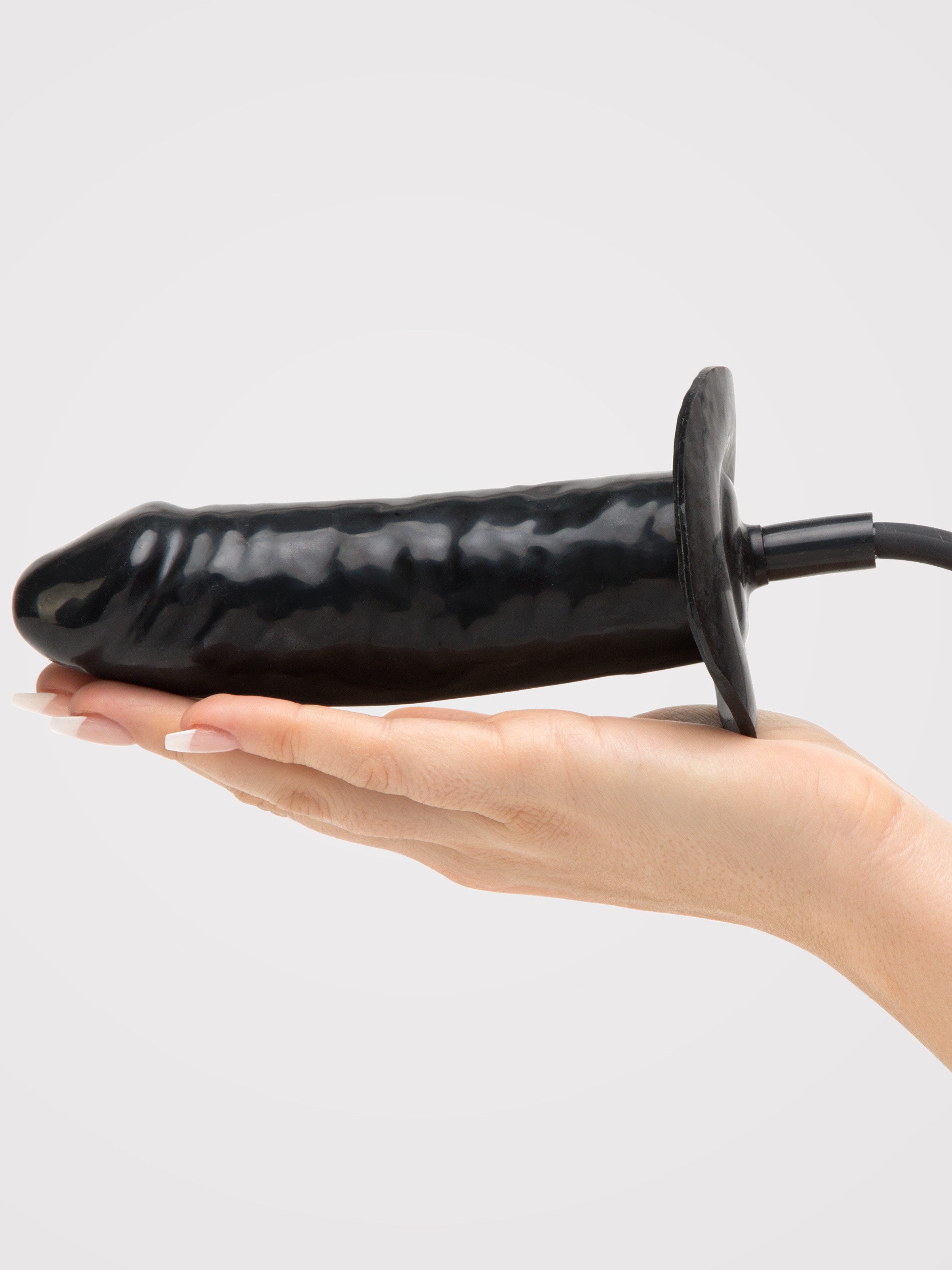 Cock Locker Inflatable Penis Butt Plug 6 Inch, Black, hi-res