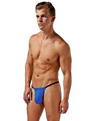Male Power Blue Smooth Silk Posing Pouch, Blue, hi-res
