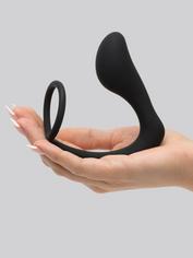 Lovehoney Inside Job Silicone Cock Ring and Butt Plug, Black, hi-res