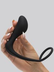 Lovehoney Inside Job Silicone Cock Ring and Butt Plug, Black, hi-res