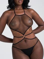 Lovehoney Ring It On Fishnet Cut-Out Crotchless Bodystocking , Black, hi-res