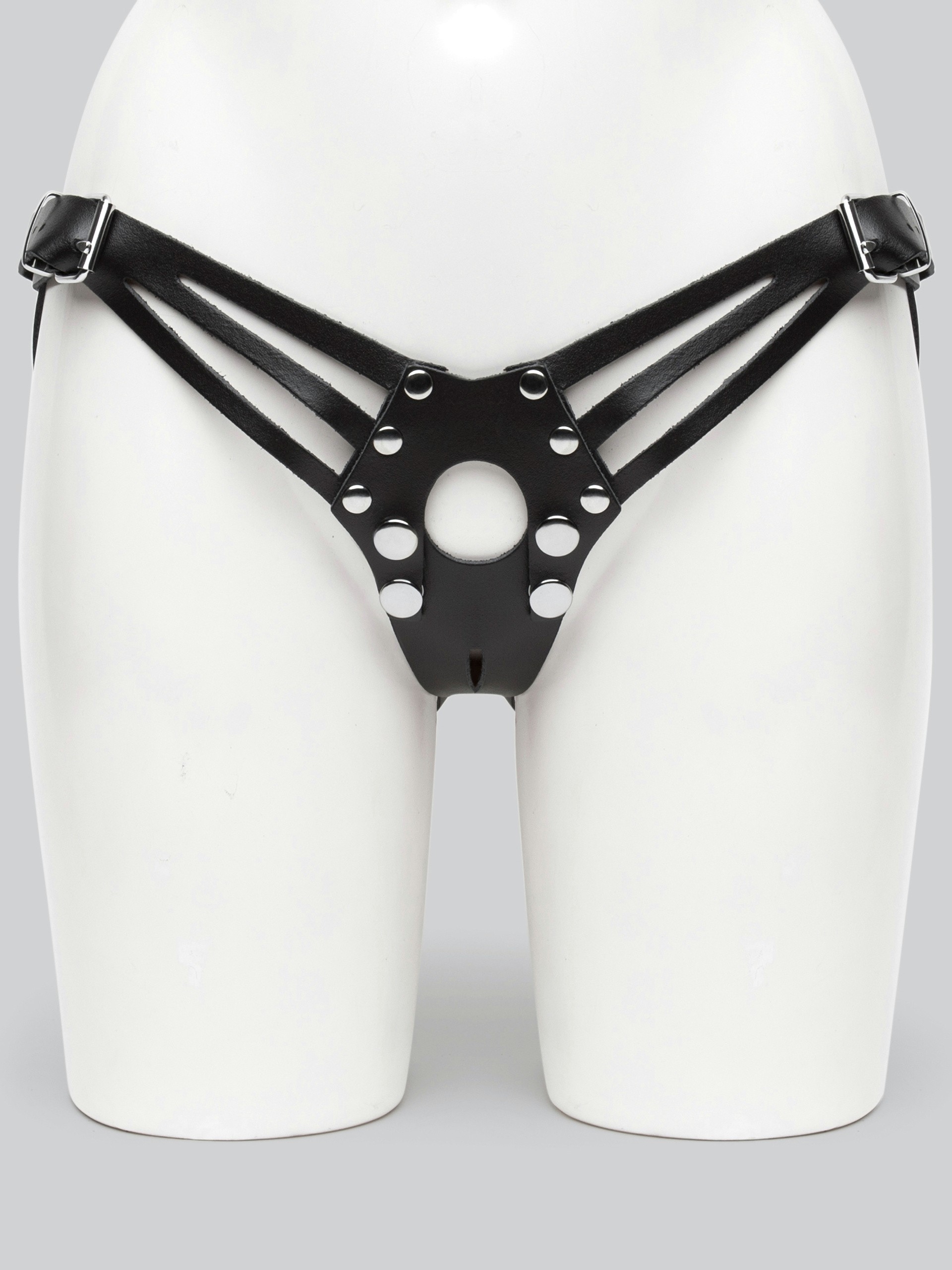 DOMINIX Deluxe Leather Strap-On Harness, Black, hi-res