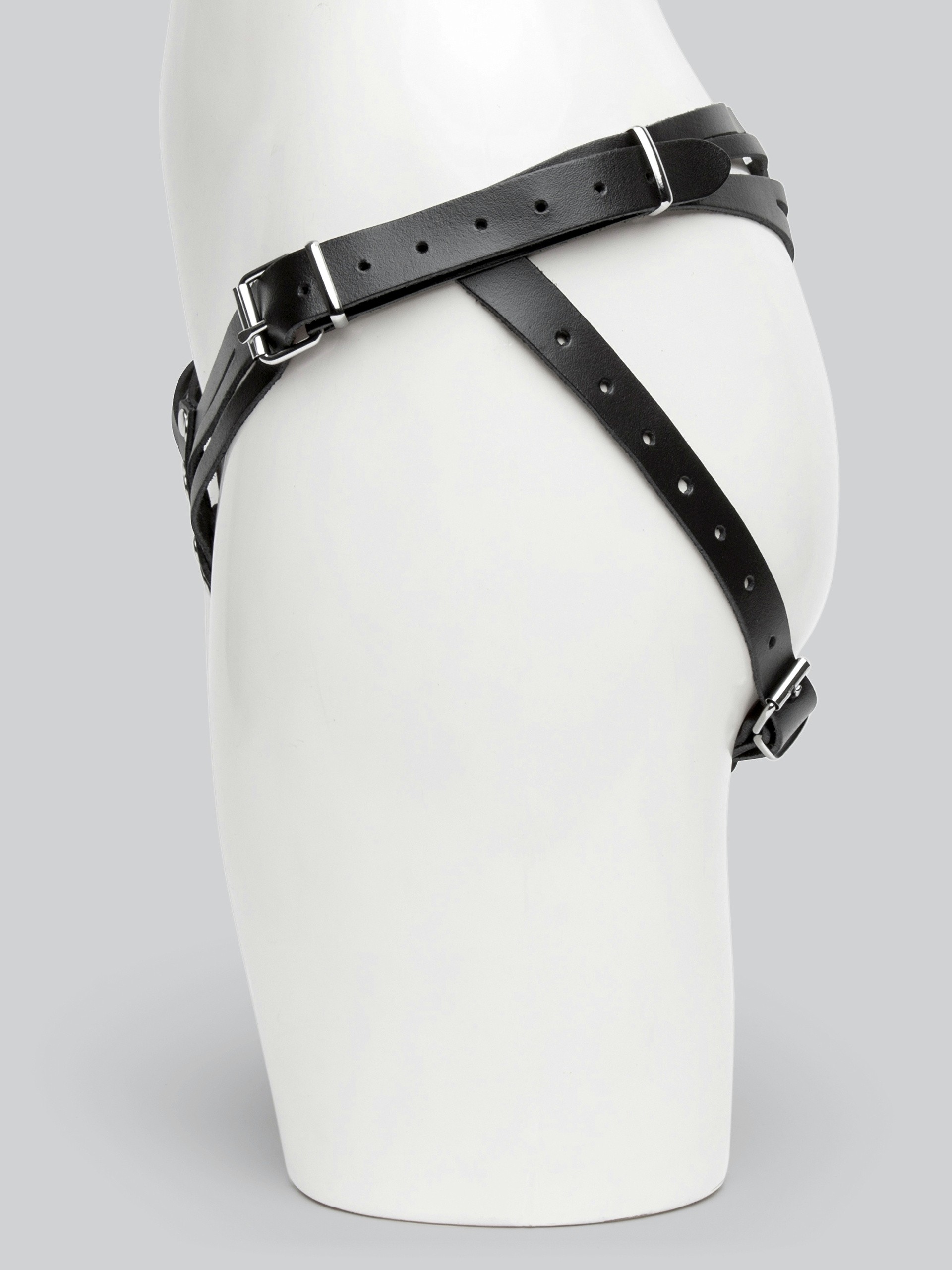DOMINIX Deluxe Leather Strap-On Harness, Black, hi-res