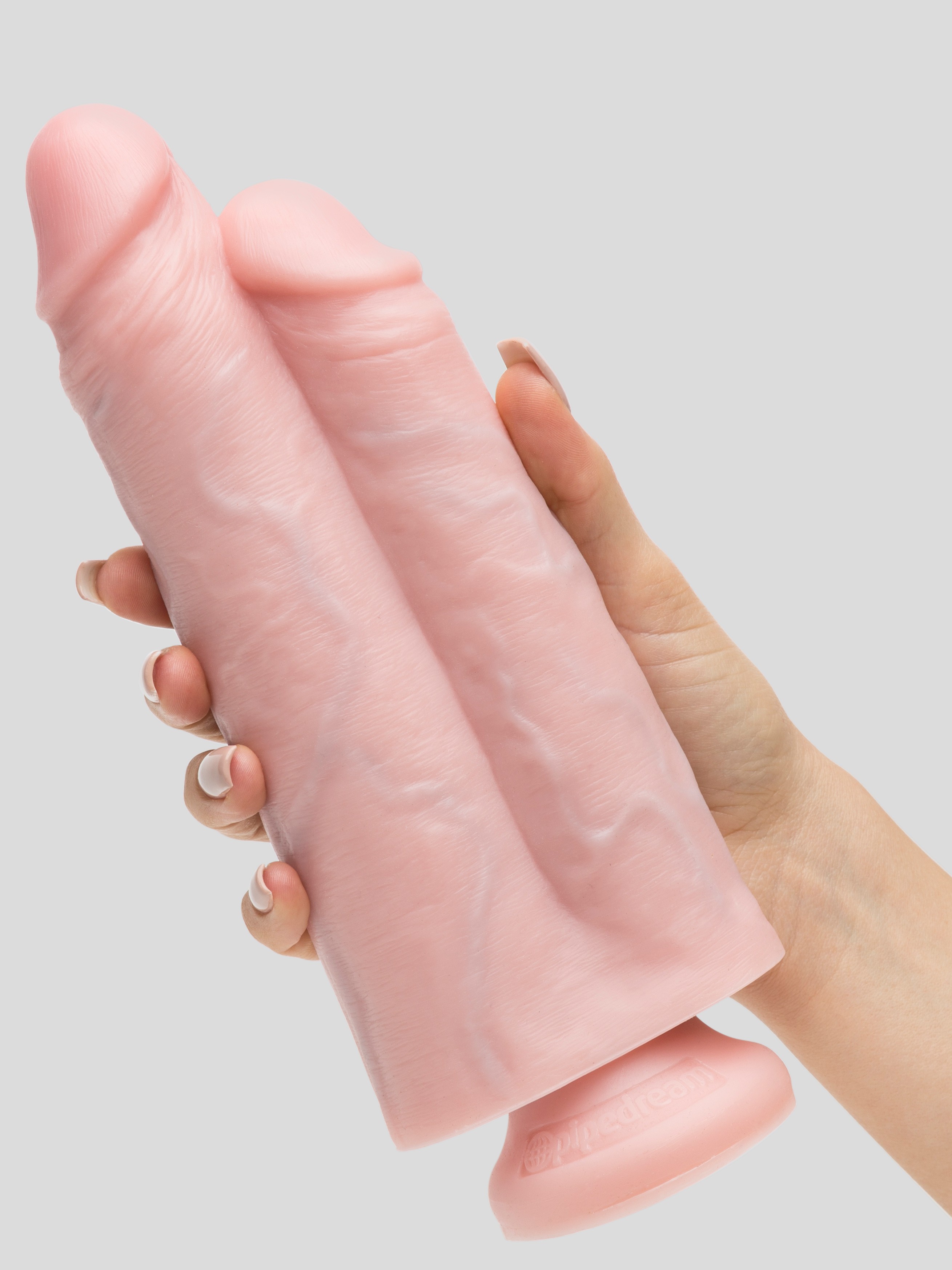 King Cock Realistic Suction Cup Twin Dildo 9 Inch, Flesh Pink, hi-res