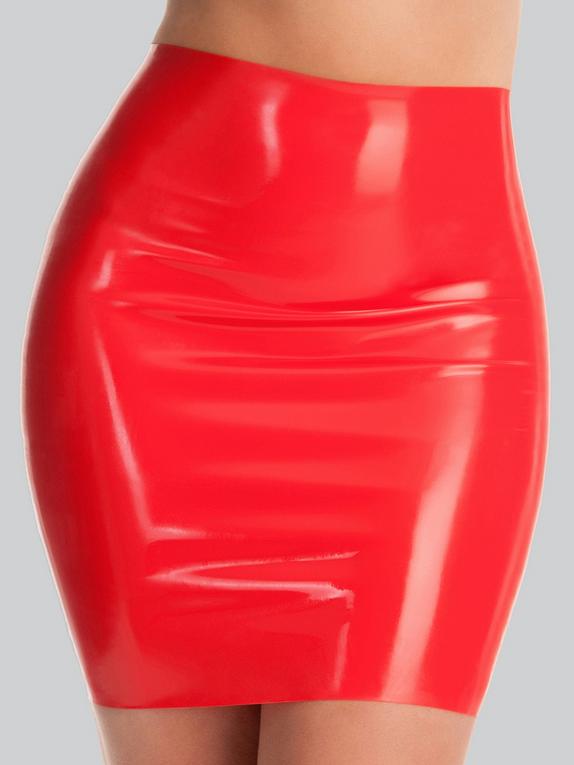 Rubber Girl Latex Retro High Waisted Mini Skirt, Red, hi-res
