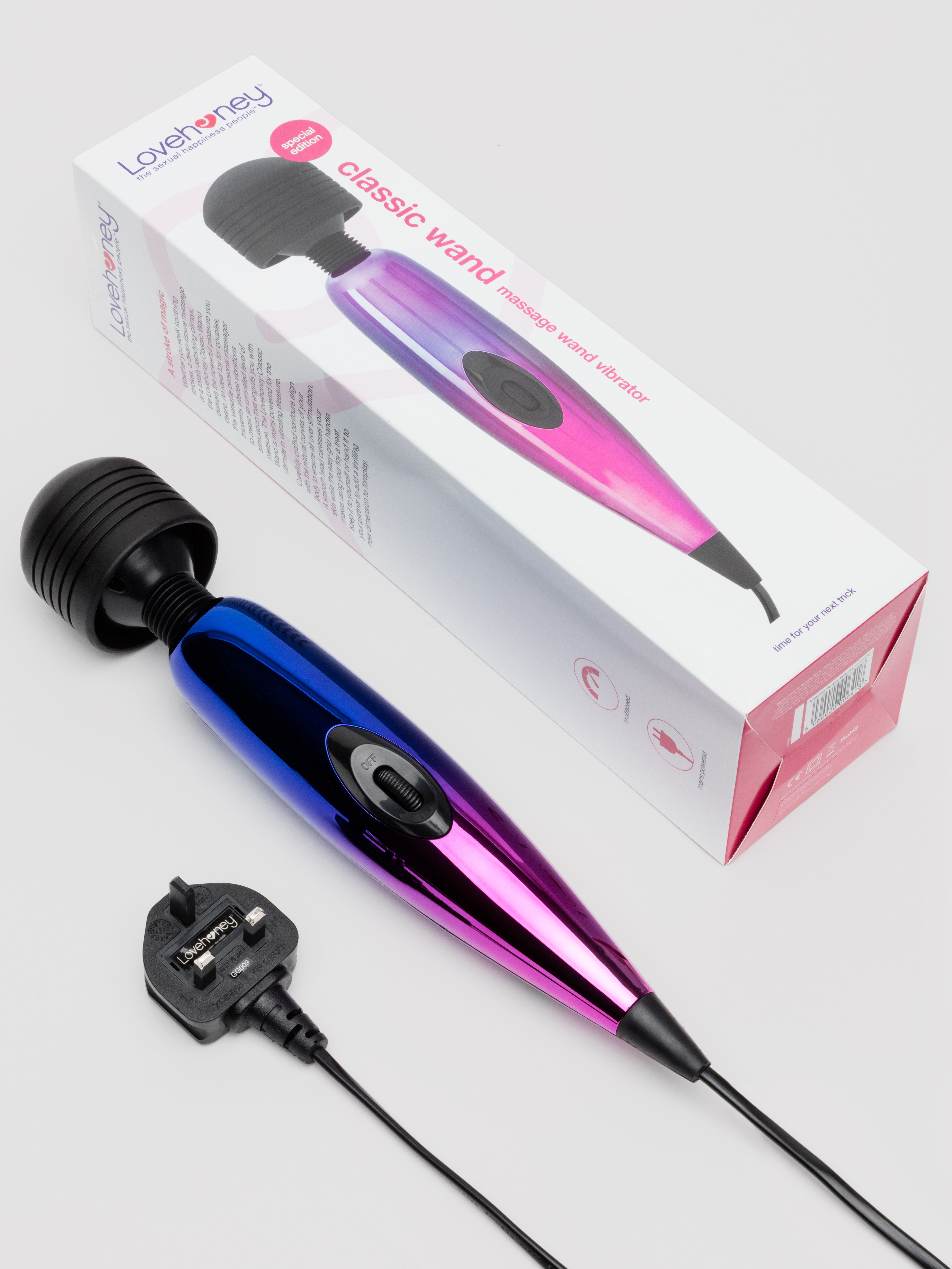 Lovehoney Extra Powerful Multispeed Mains Powered Magic Wand Vibrator, Pink, hi-res