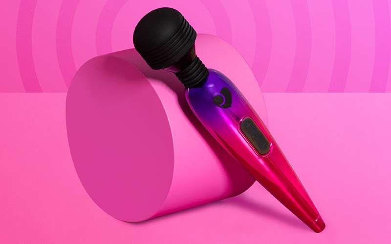 The Lovehoney Extra Powerful Magic Wand Vibrator in metallic pink.
