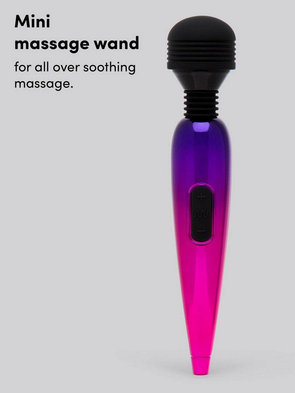 Lovehoney Deluxe Rechargeable Mini Metallic Massage Wand Vibrator, Pink, hi-res