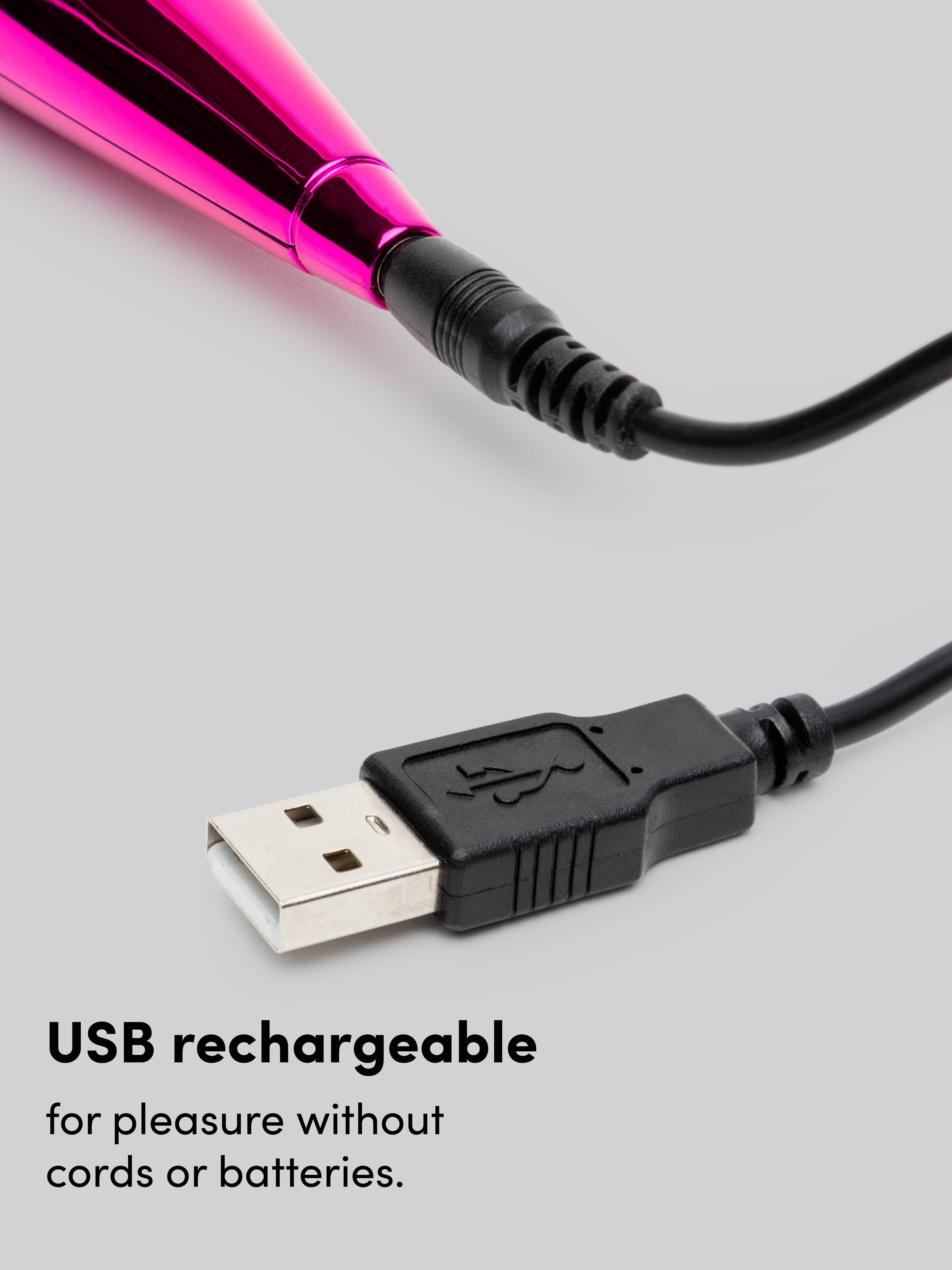 Lovehoney Deluxe Rechargeable Mini Metallic Massage Wand Vibrator, Pink, hi-res