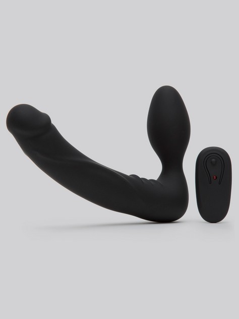 Evoke Super Charged Black Vibrating Strapless Silicone Dildo