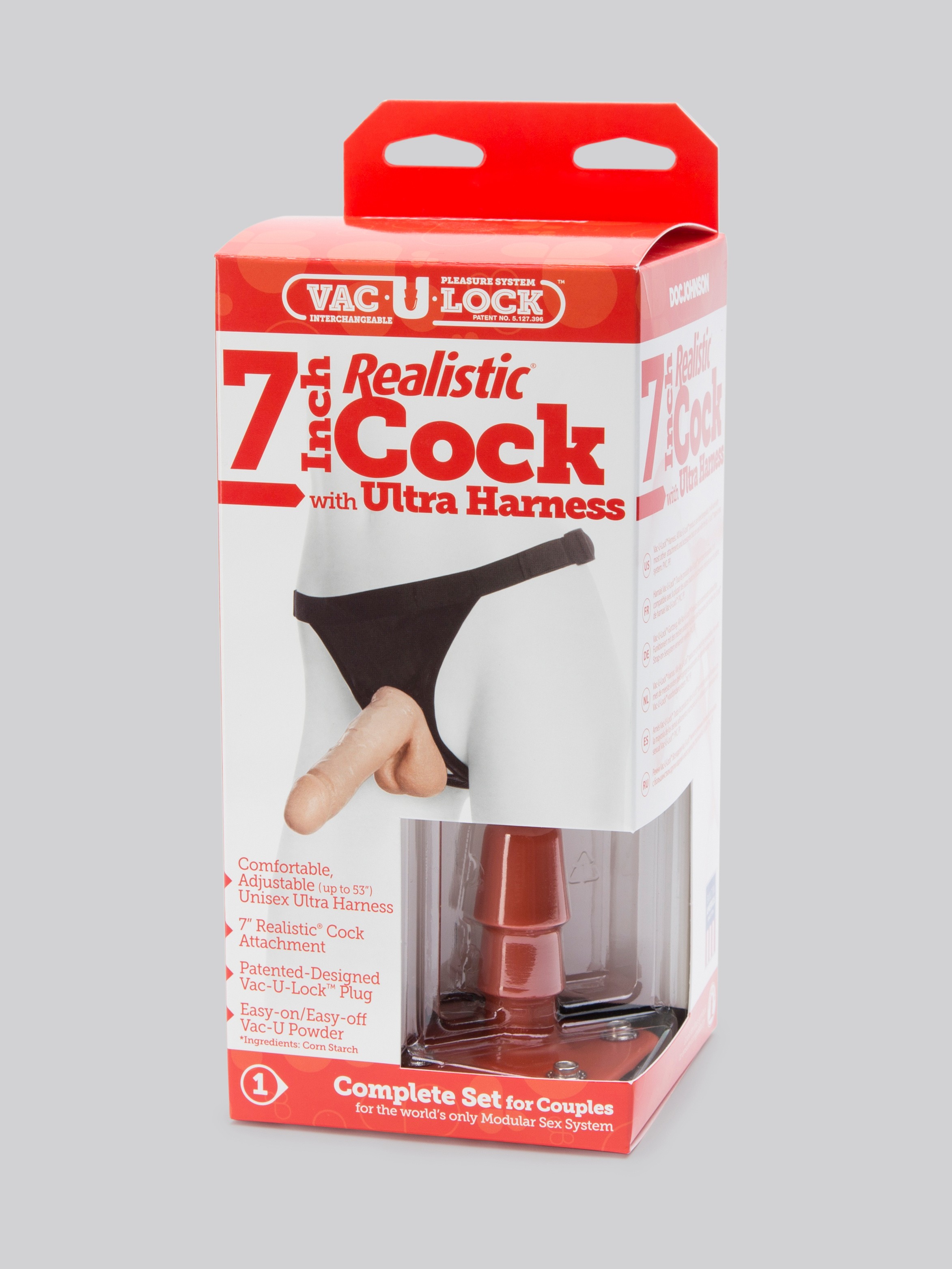 Doc Johnson Vac-U-Lock Ultra Harness Kit with 6 Inch Dildo, Flesh Pink, hi-res