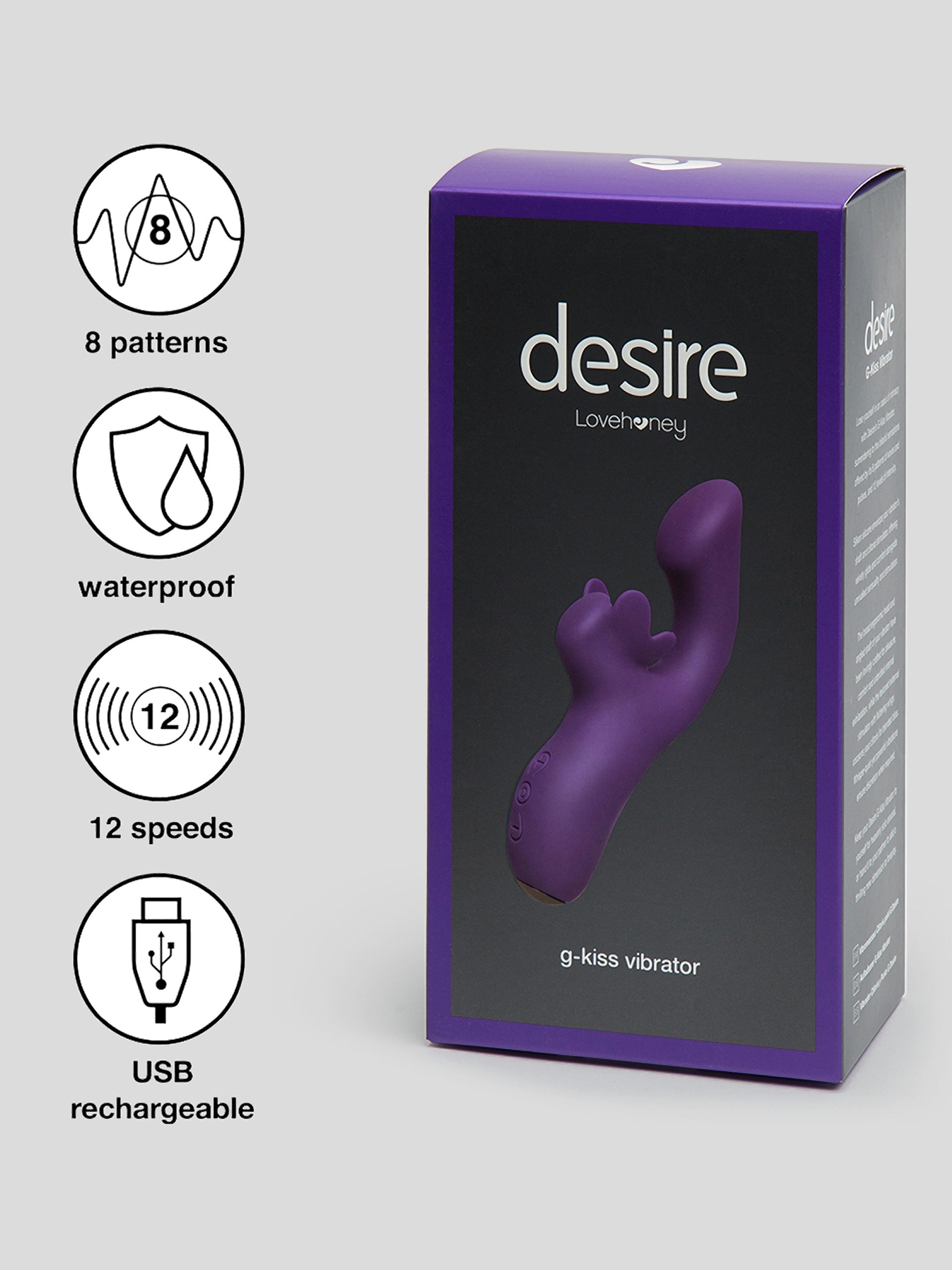 Desire Luxury Rechargeable G-Kiss G-Spot and Clitoral Vibrator, Purple, hi-res
