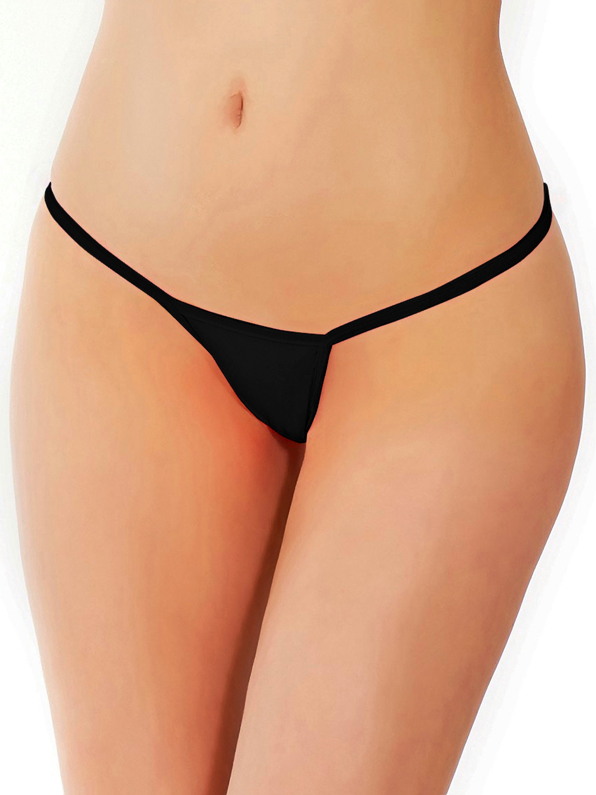 Coquette Black Low Rise G-String, Black, hi-res
