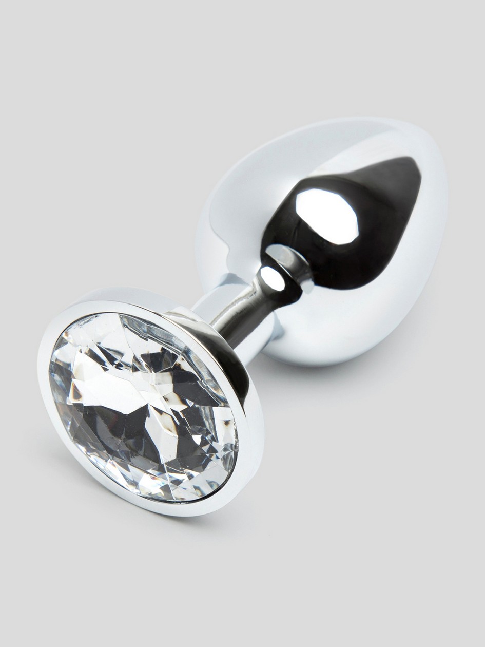 Lovehoney Jewelled Metal Butt Plug 2.5 Inch, Silver, hi-res