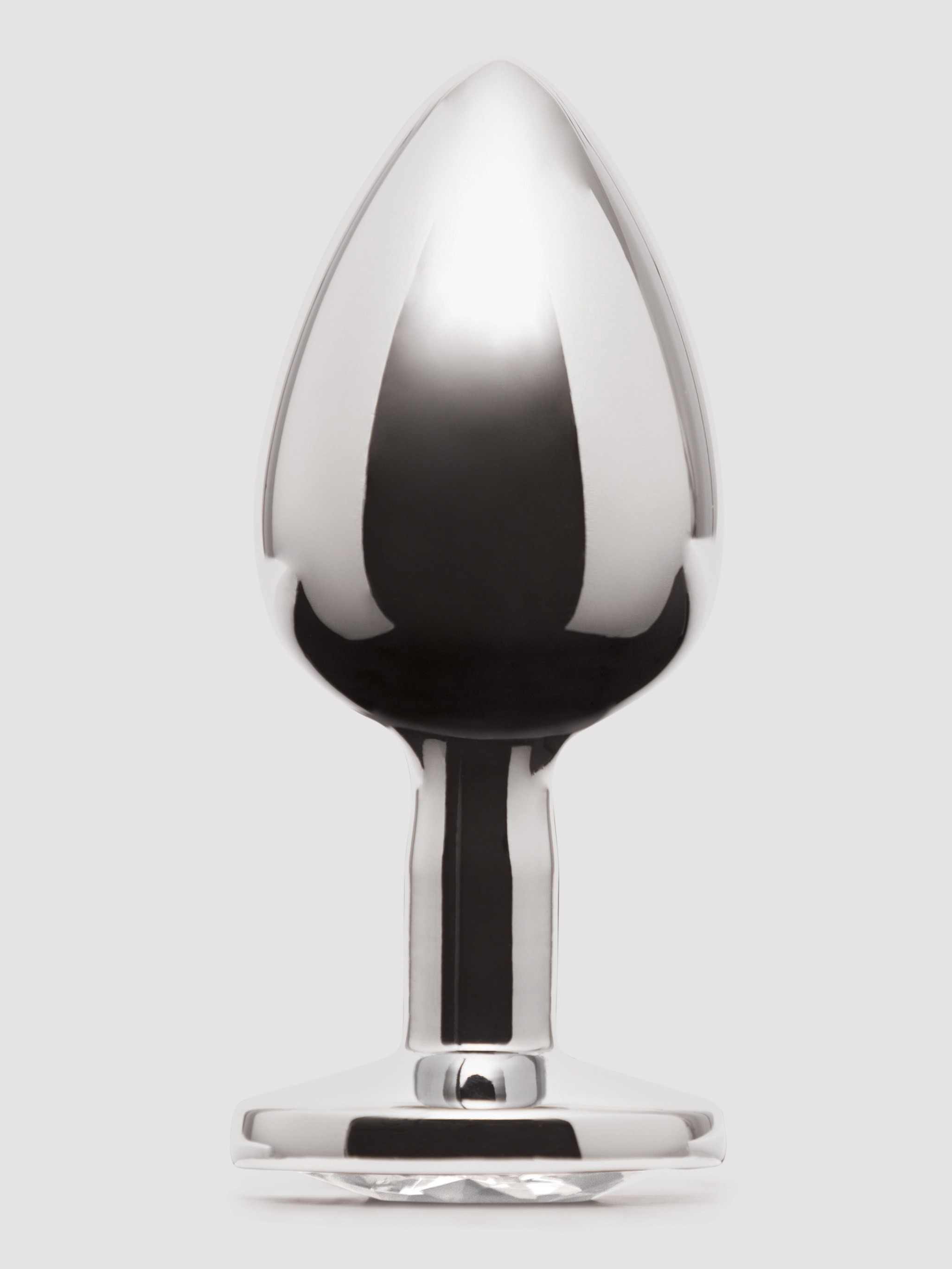 Lovehoney Jewelled Metal Butt Plug 2.5 Inch, Silver, hi-res