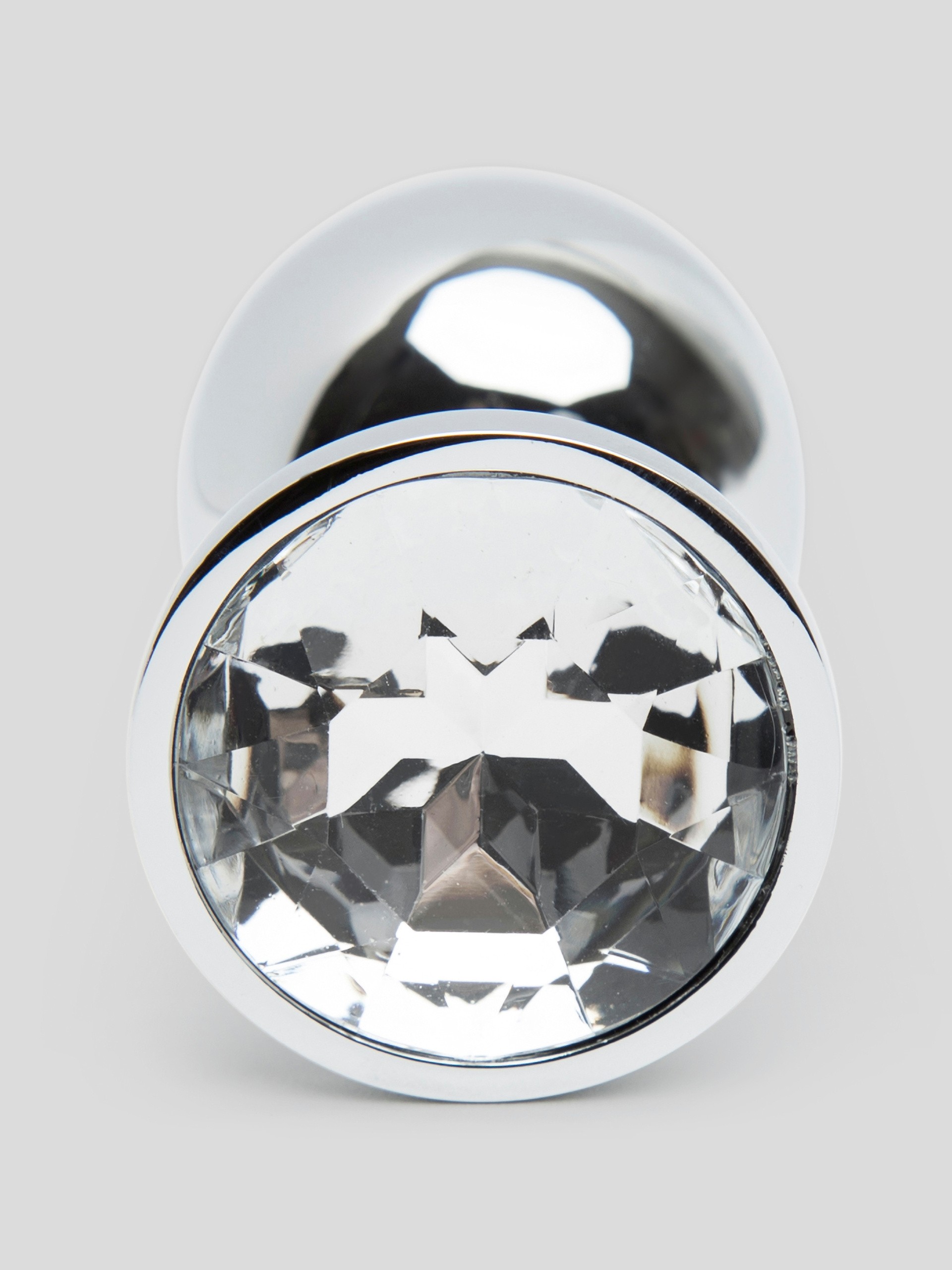 Lovehoney Jewelled Metal Butt Plug 2.5 Inch, Silver, hi-res