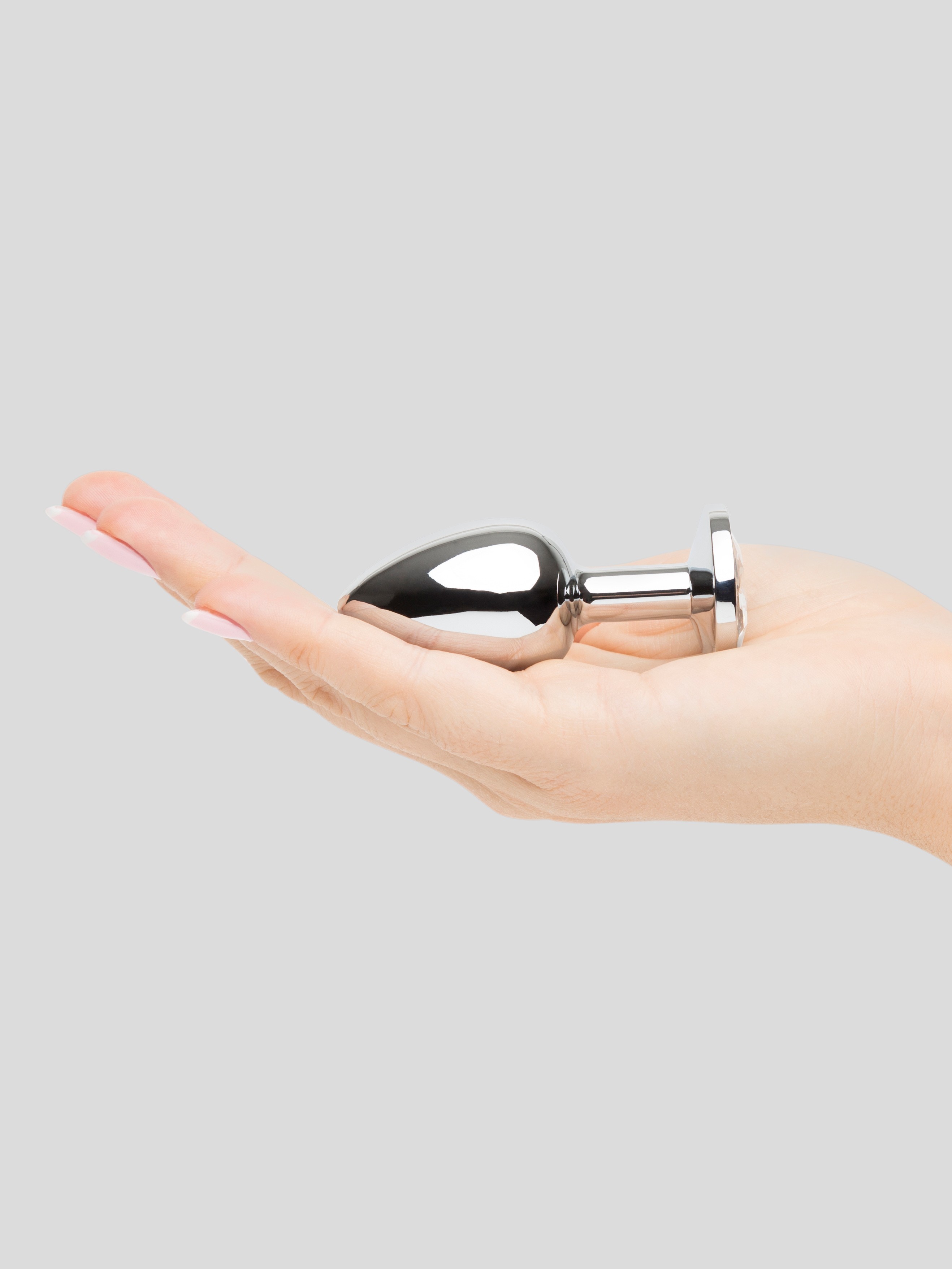 Lovehoney Jewelled Metal Butt Plug 2.5 Inch, Silver, hi-res