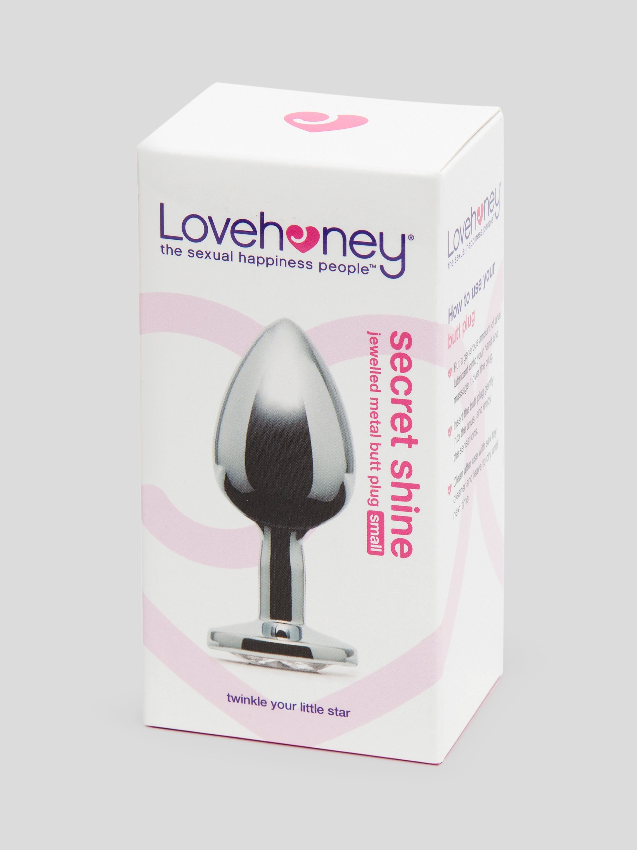Lovehoney Jewelled Metal Butt Plug 2.5 Inch, Silver, hi-res