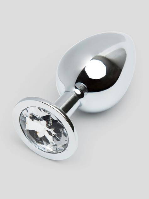 Plug anal aluminium base cristal 8 cm intermédiaire, Lovehoney, Argenté, hi-res