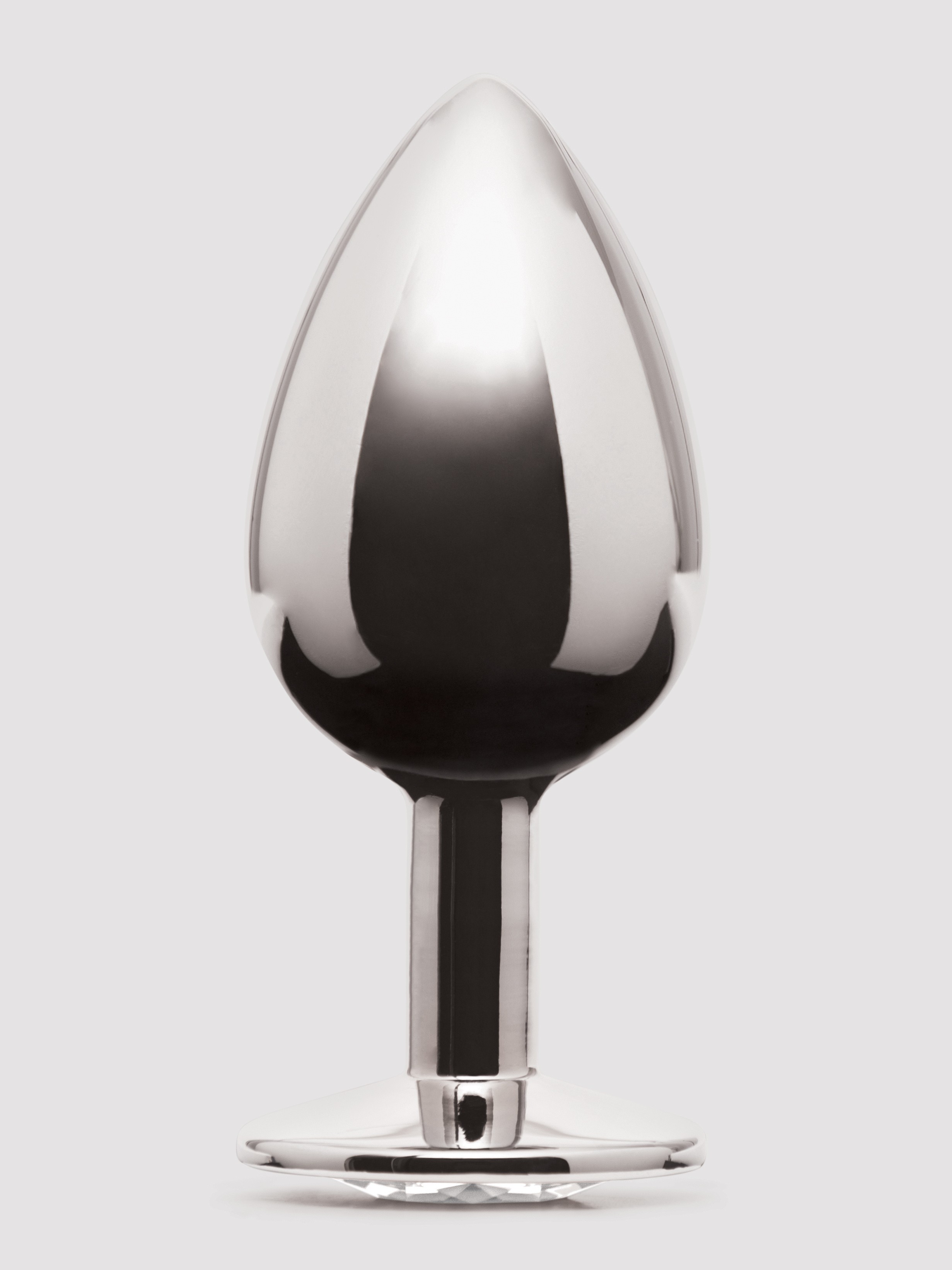 Lovehoney Jewelled Metal Medium Butt Plug 3 Inch , Silver, hi-res