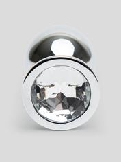 Lovehoney Jeweled Metal Medium Butt Plug 3 Inch , Silver, hi-res