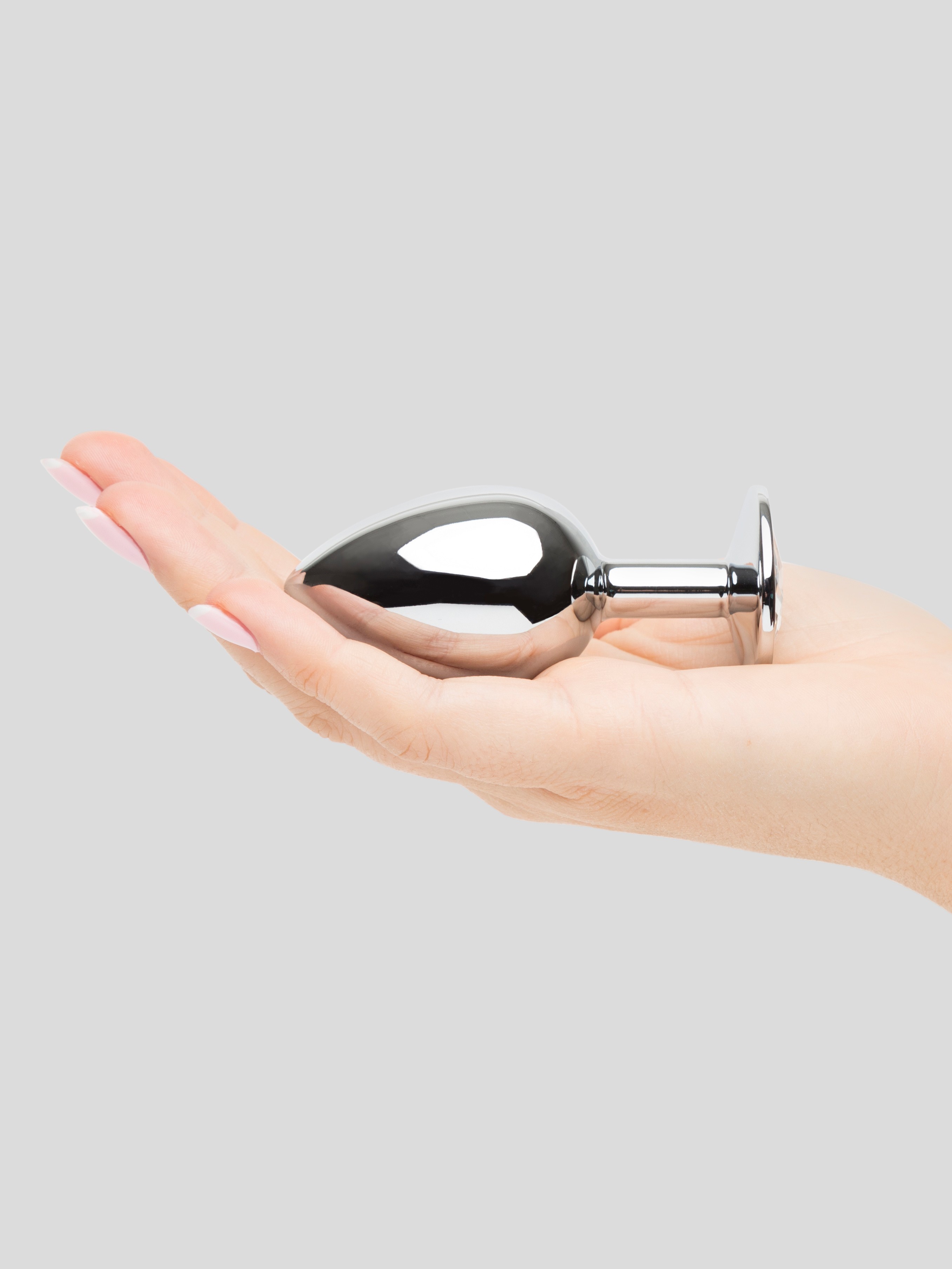 Lovehoney Jewelled Metal Medium Butt Plug 3 Inch , Silver, hi-res