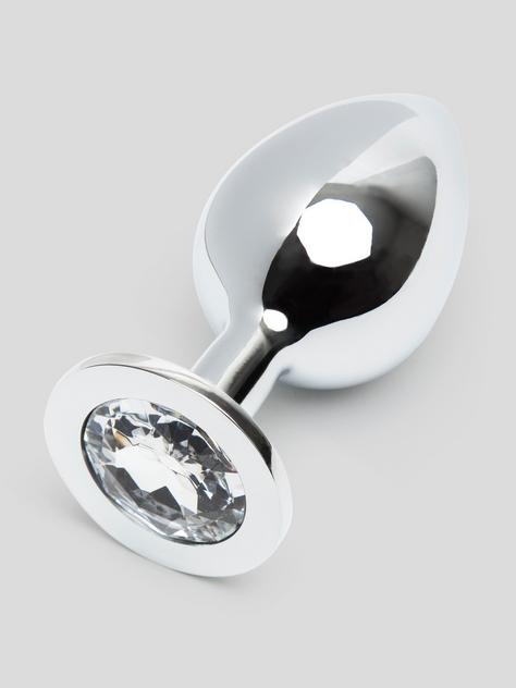 Plug anal aluminium base cristal 9 cm grande taille, Lovehoney, Argenté, hi-res