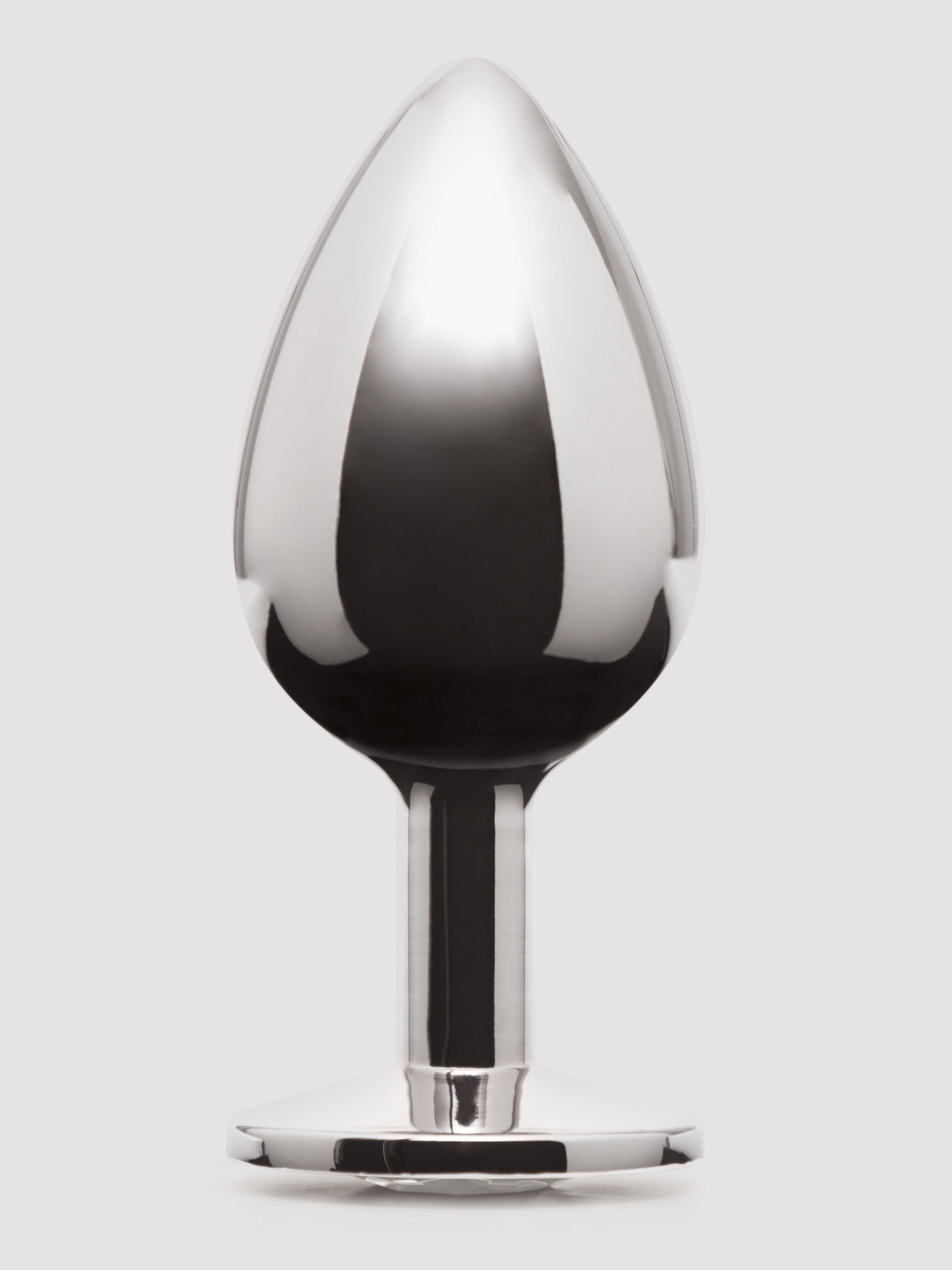 Lovehoney Jeweled Metal Large Butt Plug 3.5 Inch Clear, Silver, hi-res