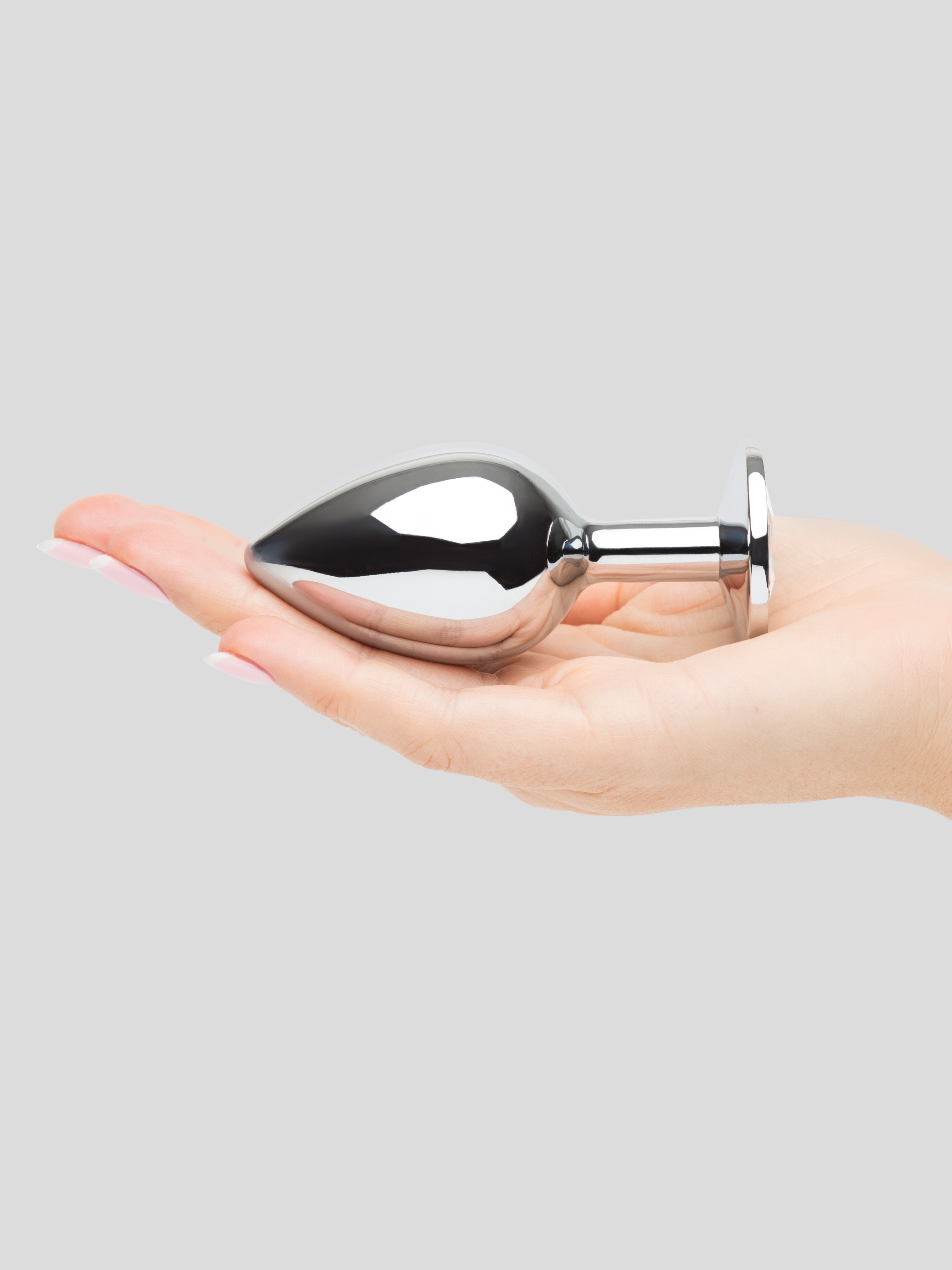 Lovehoney Jeweled Metal Large Butt Plug 3.5 Inch Clear, Silver, hi-res