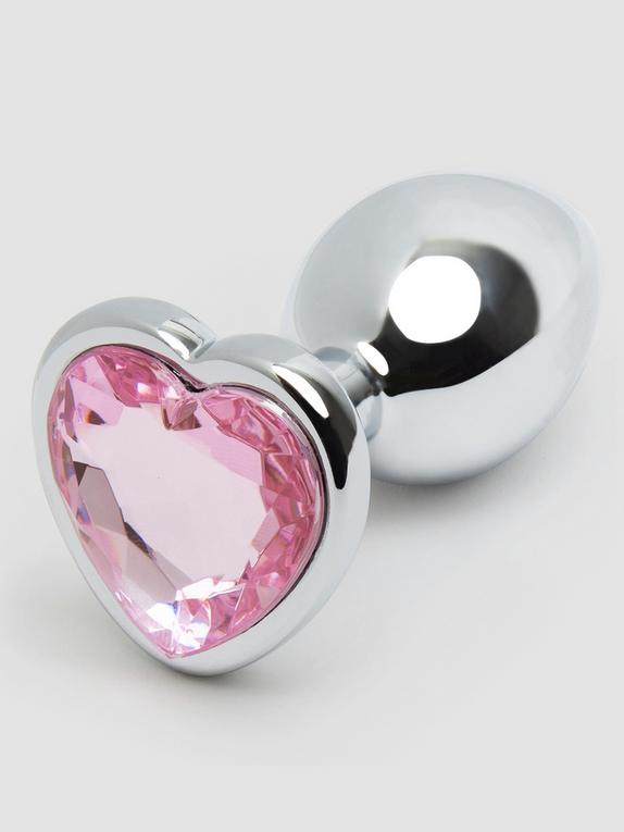 Plug anal acier cristal coeur 6 cm, Lovehoney, Argenté, hi-res