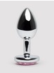 Lovehoney Jewelled Heart Metal Butt Plug 2.5 Inch, Silver, hi-res