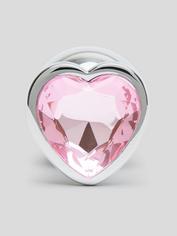 Lovehoney Jeweled Heart Metal Medium Butt Plug 3 Inch, Silver, hi-res