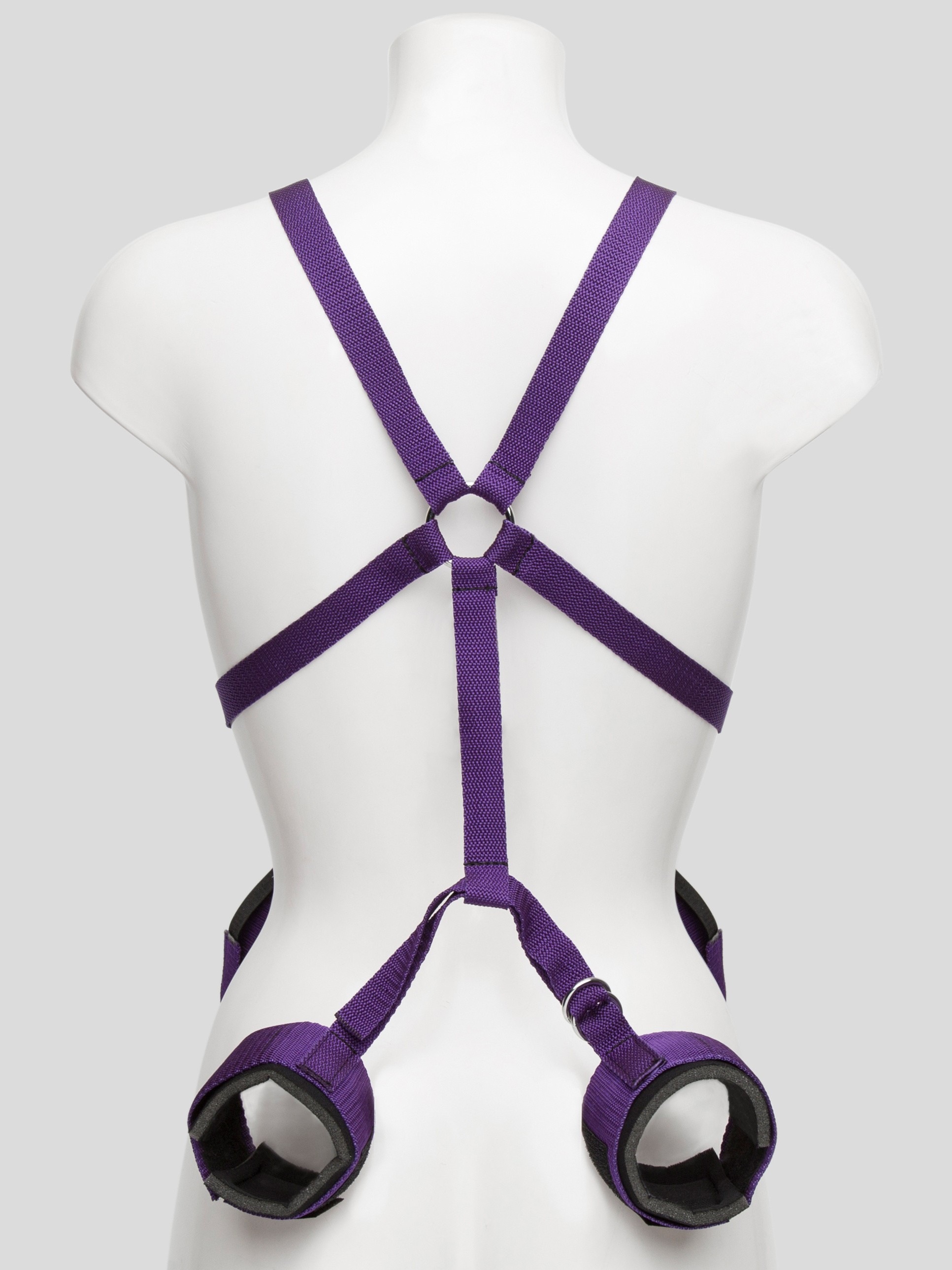 Purple Reins Body Harness with Wrist and Thigh Restraint, Purple, hi-res