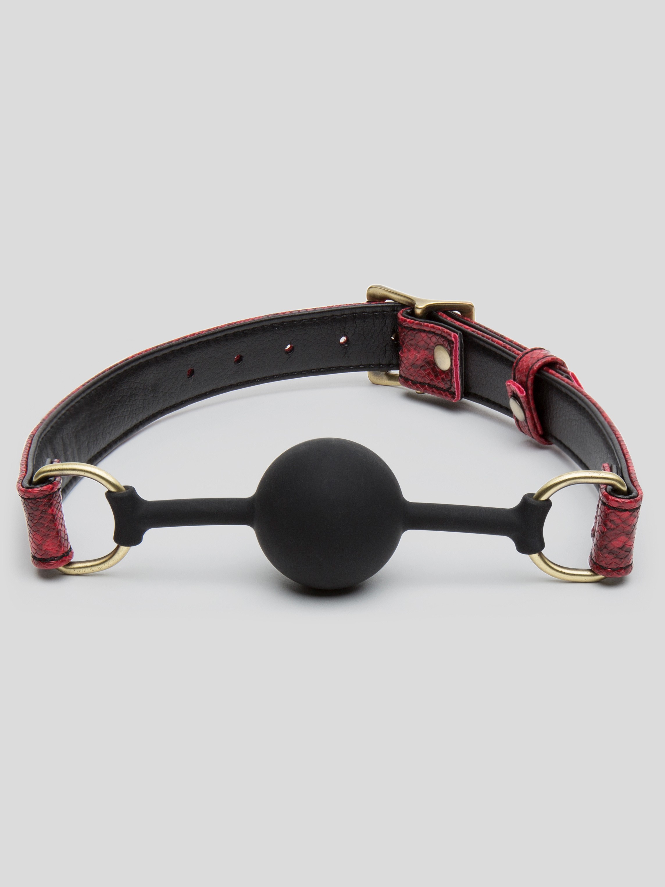 Bondage Boutique Faux Snakeskin Silicone Ball Gag, Red, hi-res