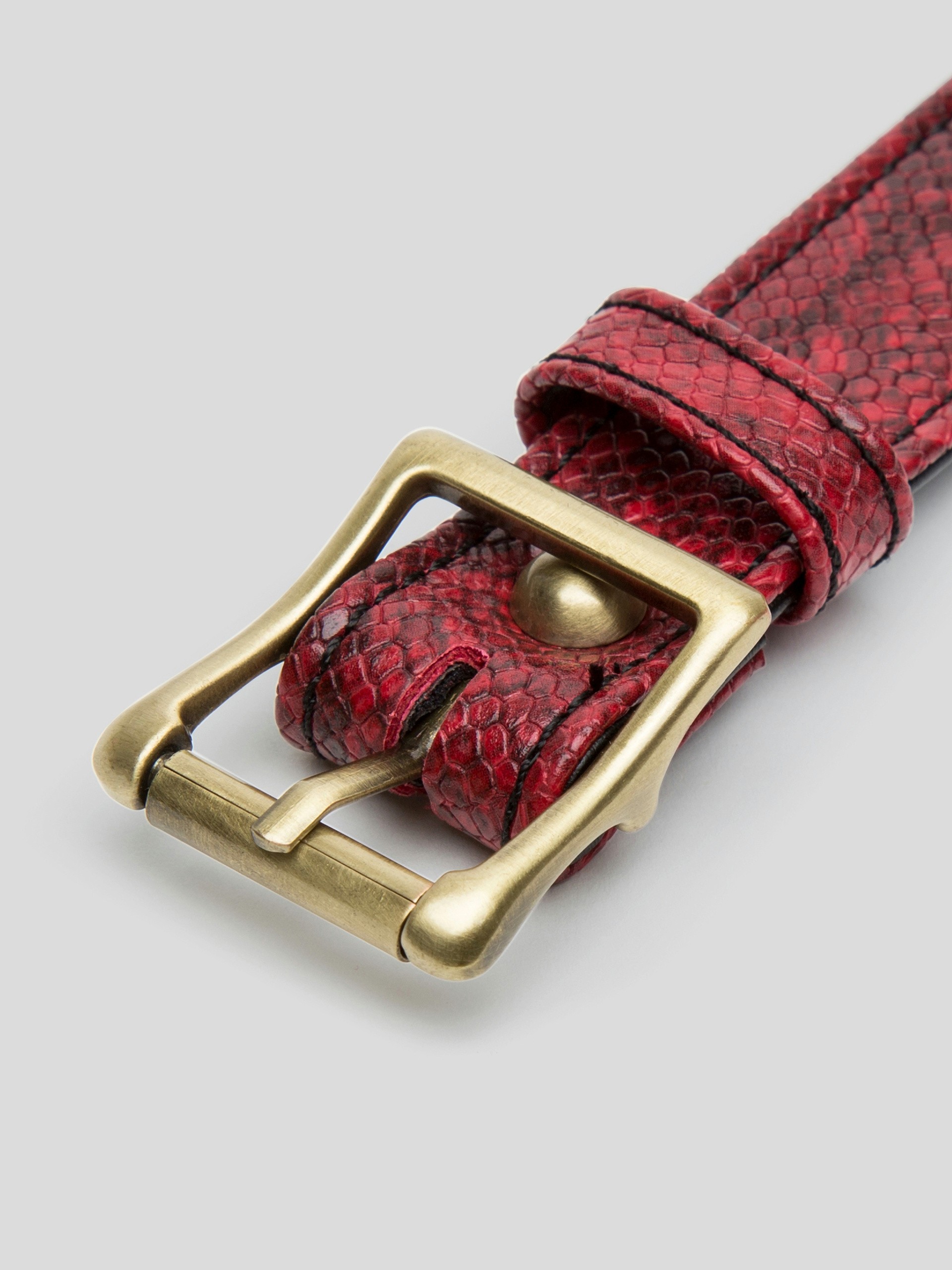 Bondage Boutique Faux Snakeskin Silicone Ball Gag, Red, hi-res