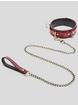 Bondage Boutique Faux Snakeskin Collar with Lead, Red, hi-res
