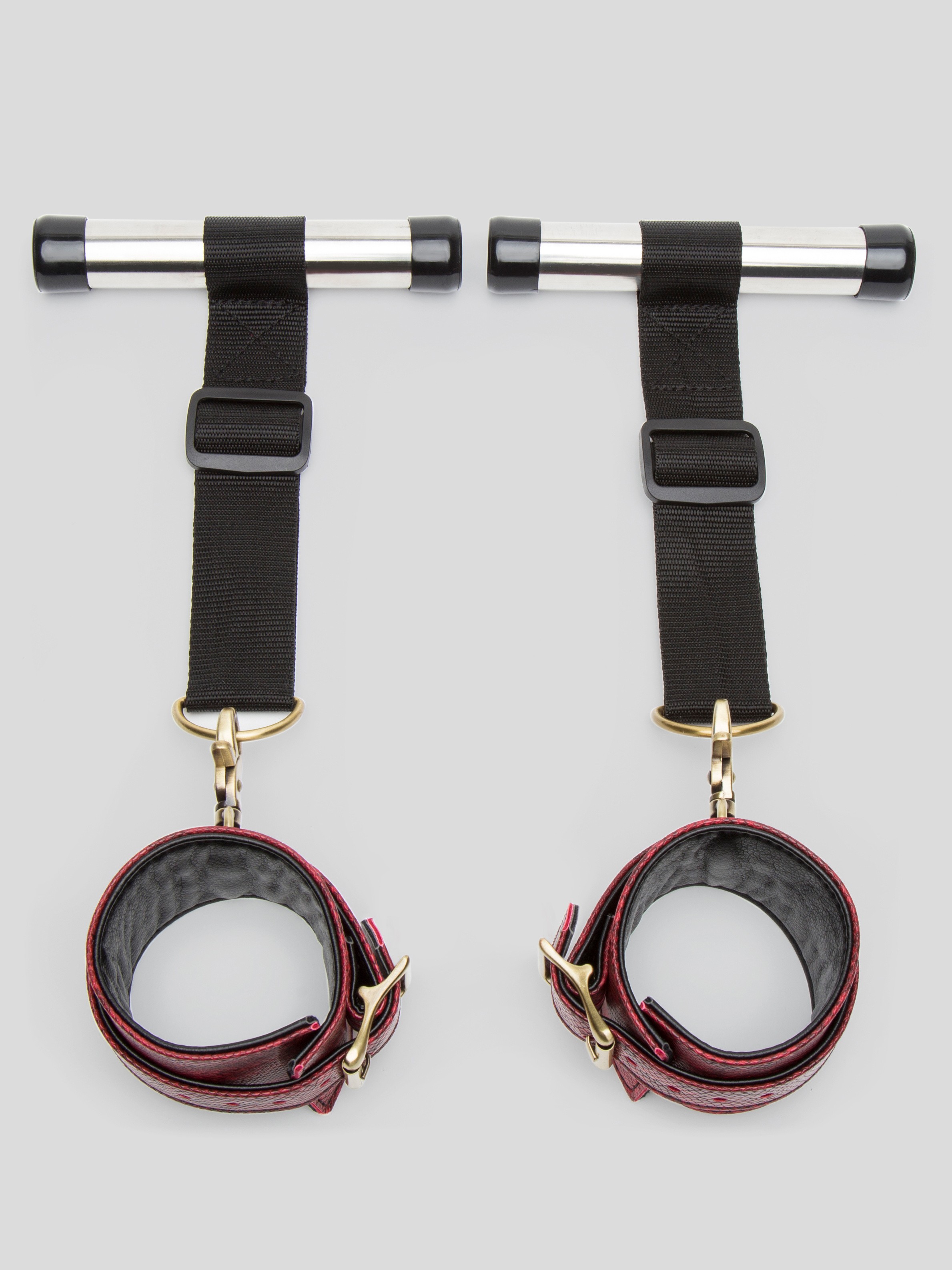 Bondage Boutique Faux Snakeskin Over-the-Door Cuffs, Red, hi-res