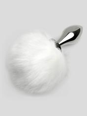 EasyToys Small Aluminium Faux Fur Bunny Tail Butt Plug, Silver, hi-res