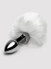 EasyToys Small Aluminium Faux Fur Bunny Tail Butt Plug, Silver, hi-res