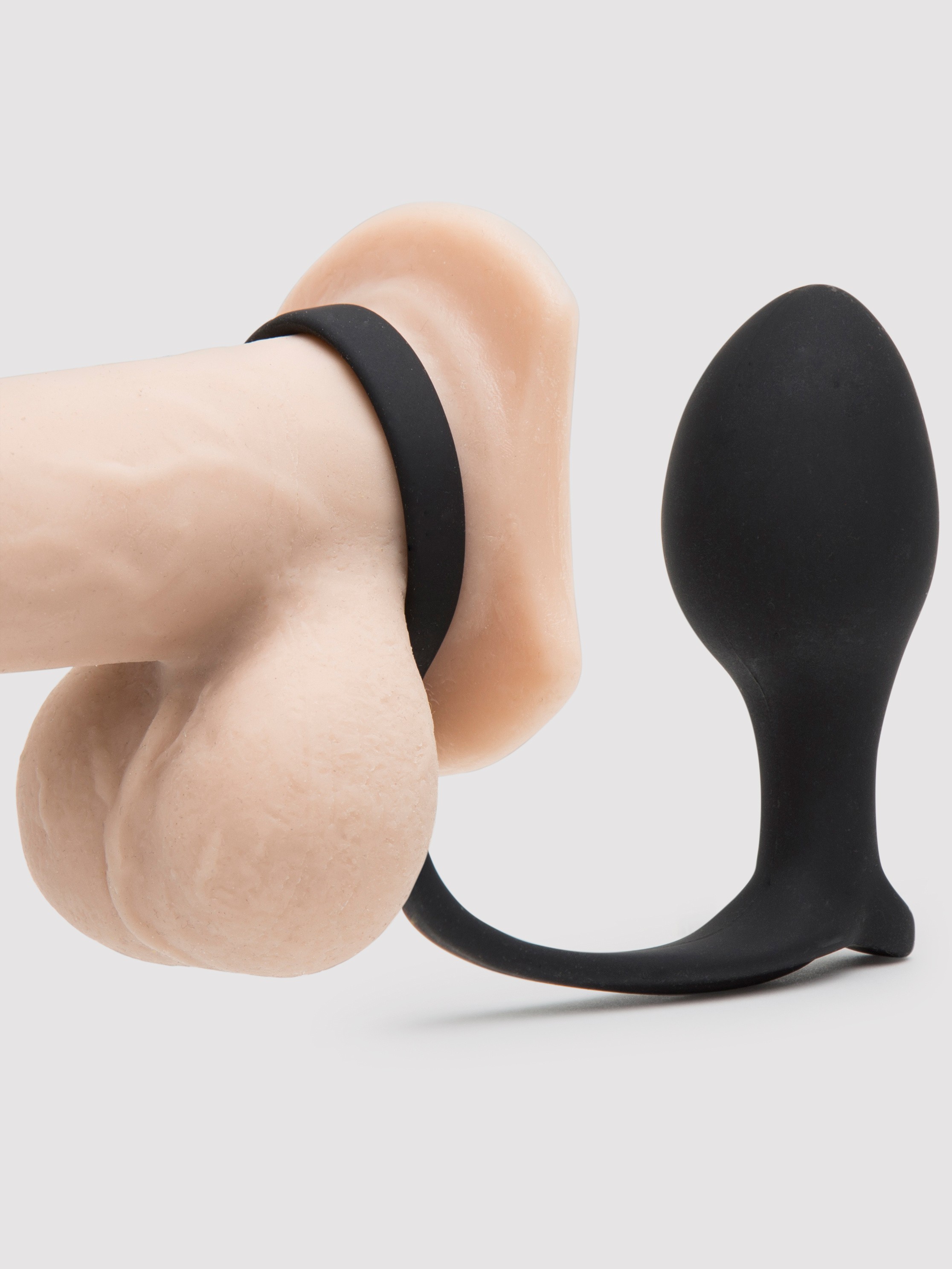 Ass-Gasm Large Butt Plug with Cock Ring, Black, hi-res