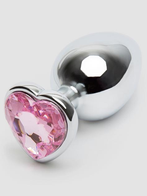 Gros plug anal acier cristal coeur 9 cm, Lovehoney, Argenté, hi-res