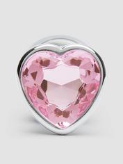 Lovehoney Jewelled Heart Metal Large Butt Plug 3.5 Inch, Silver, hi-res