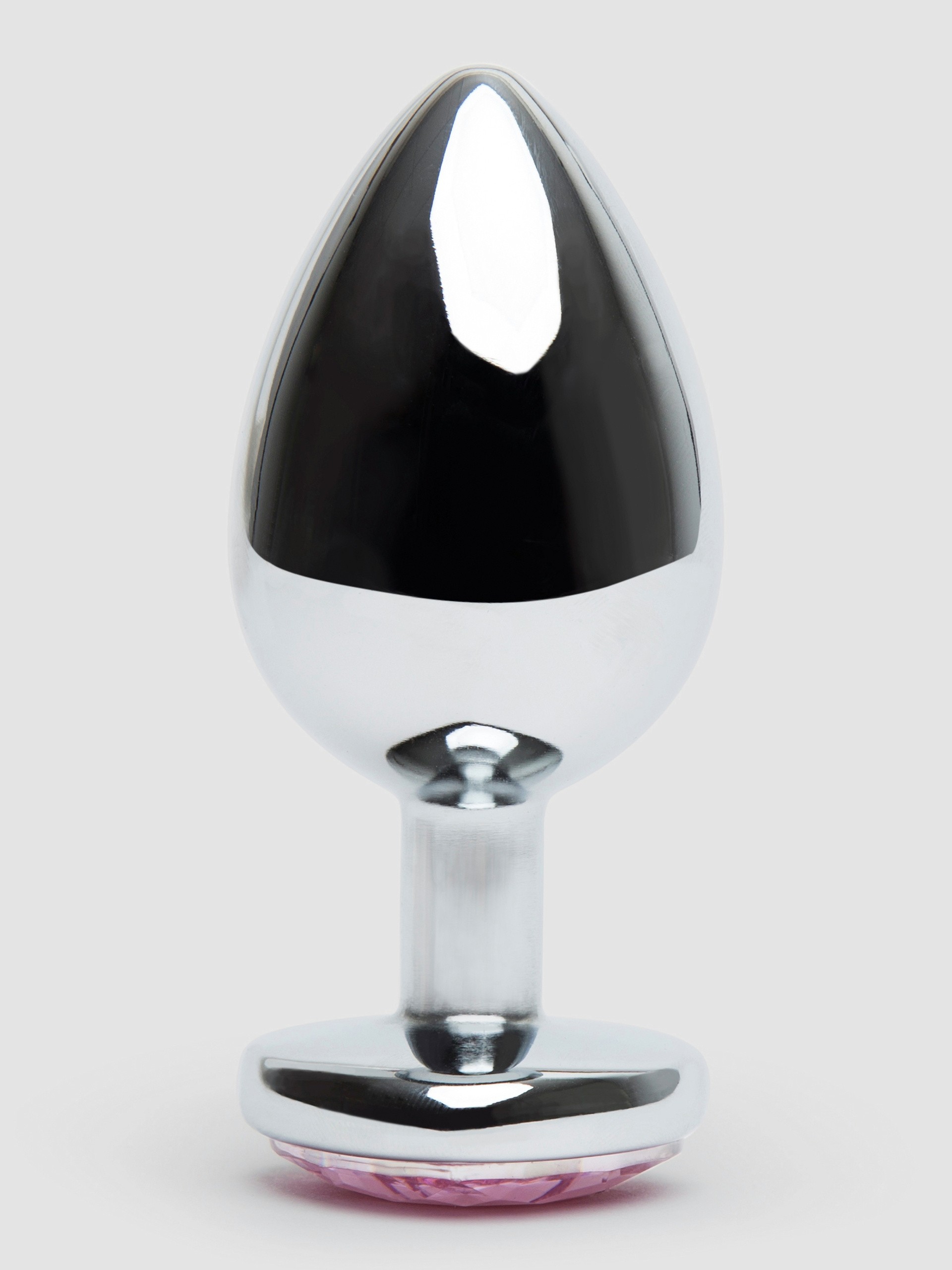 Lovehoney Jewelled Heart Metal Large Butt Plug 3.5 Inch, Silver, hi-res