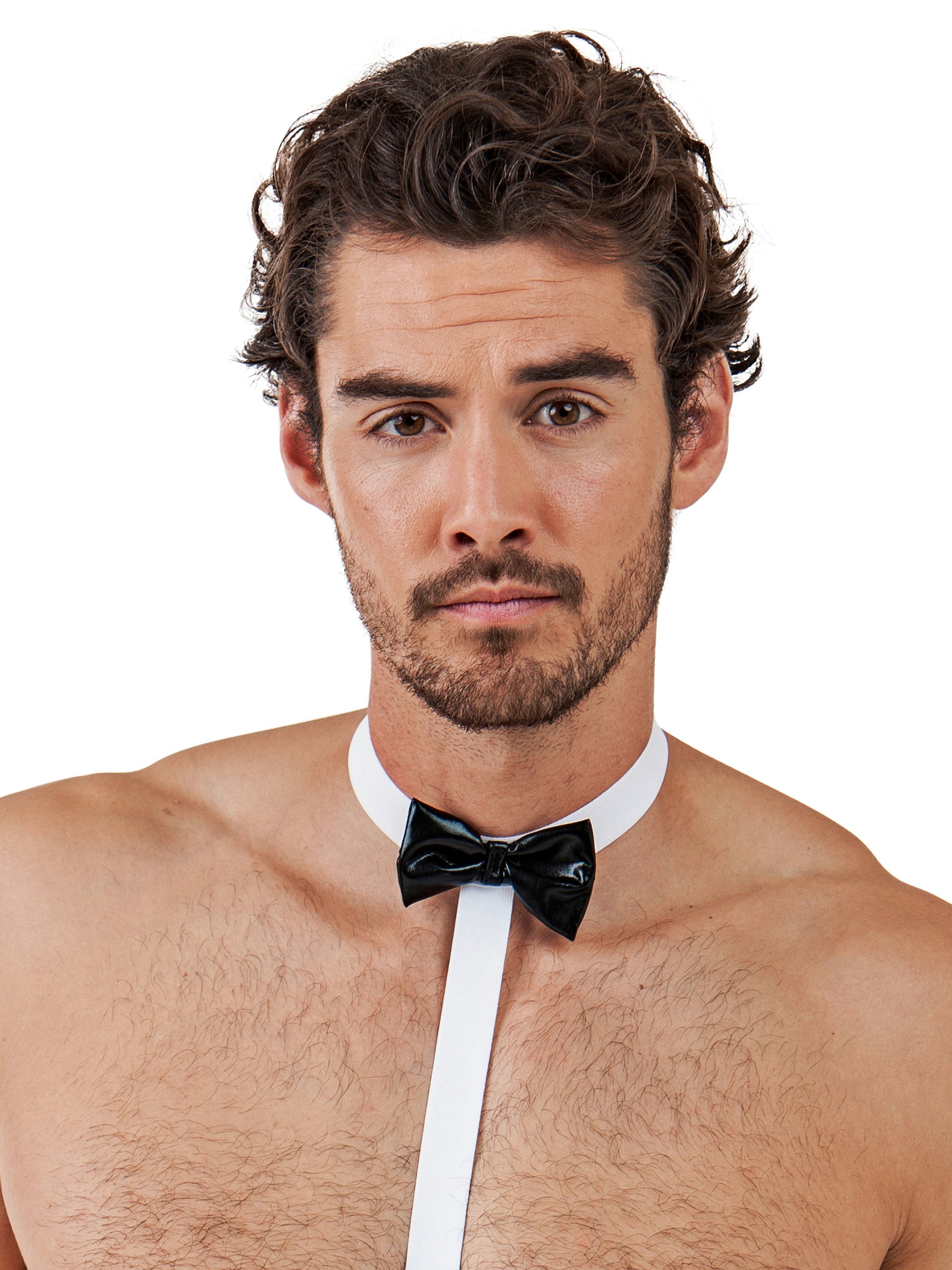 Passion Black and White Wet Look Butler All-in-One, Black, hi-res