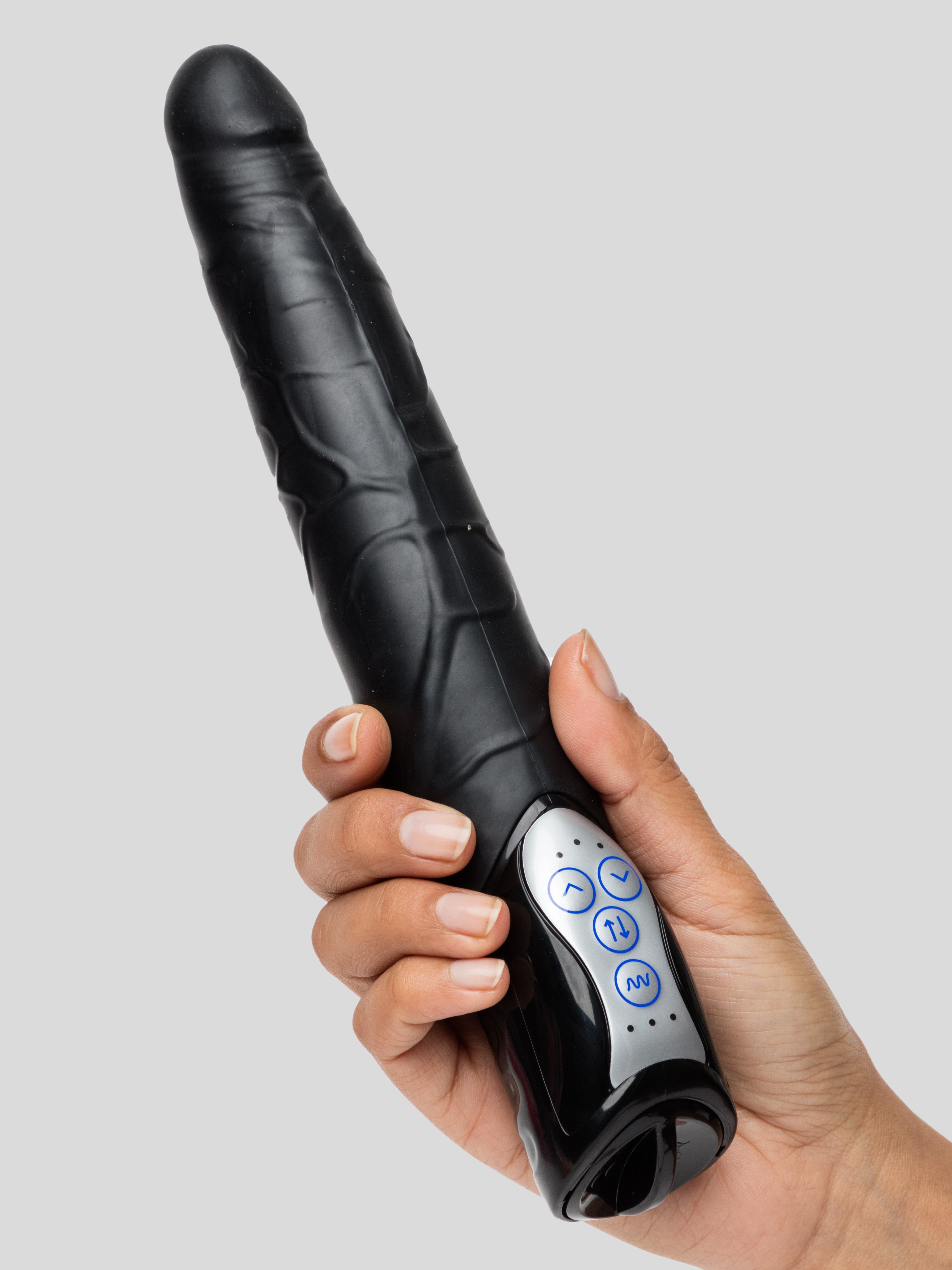 Powerful 10 Function Thrusting Vibrator 7.5 Inch, Black, hi-res