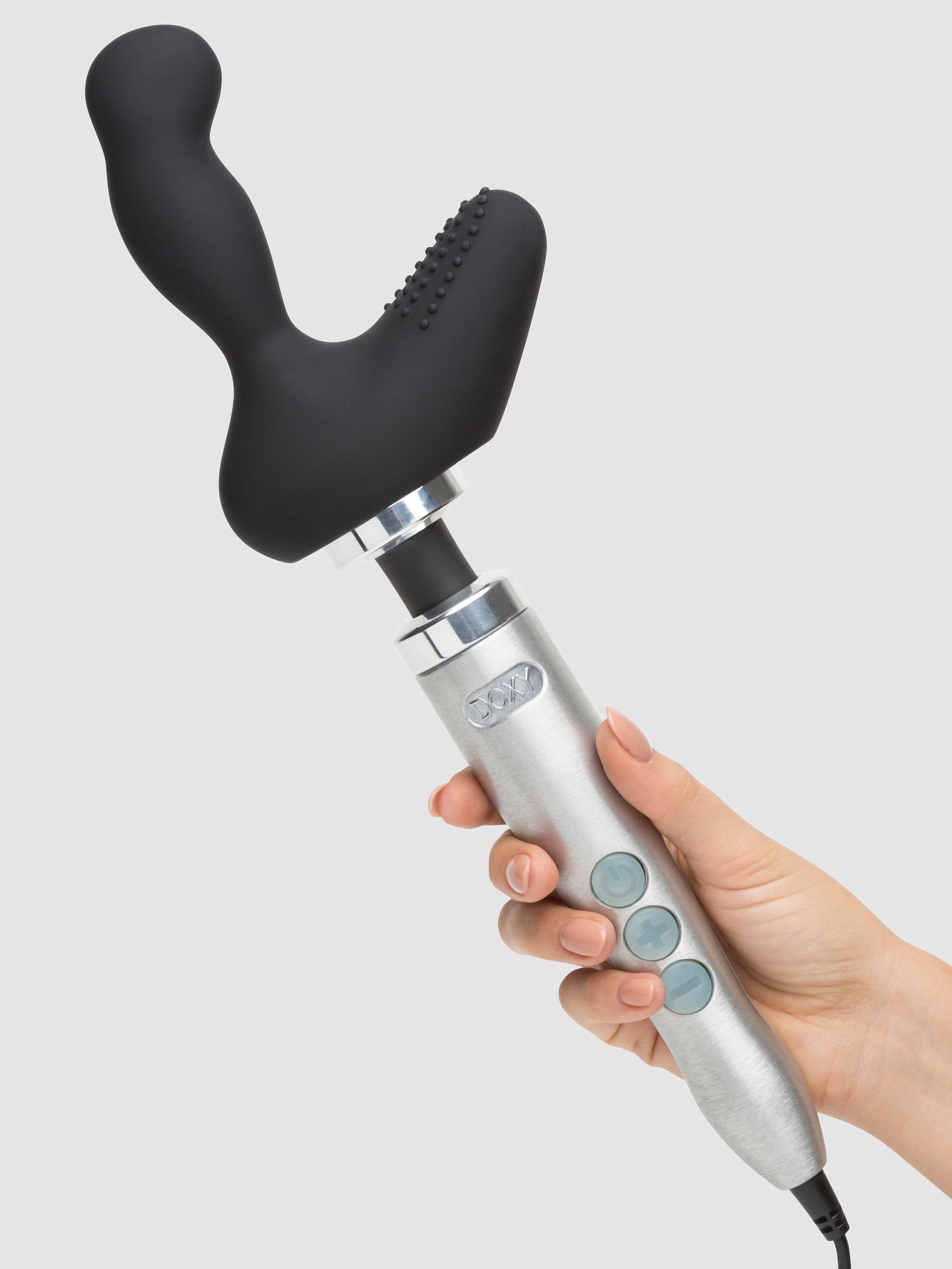 Doxy Number 3 Silicone Prostate Massager Wand Attachment, Black, hi-res