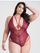 Lovehoney Late Night Liaison Blue Crotchless Lace Teddy, Red, hi-res