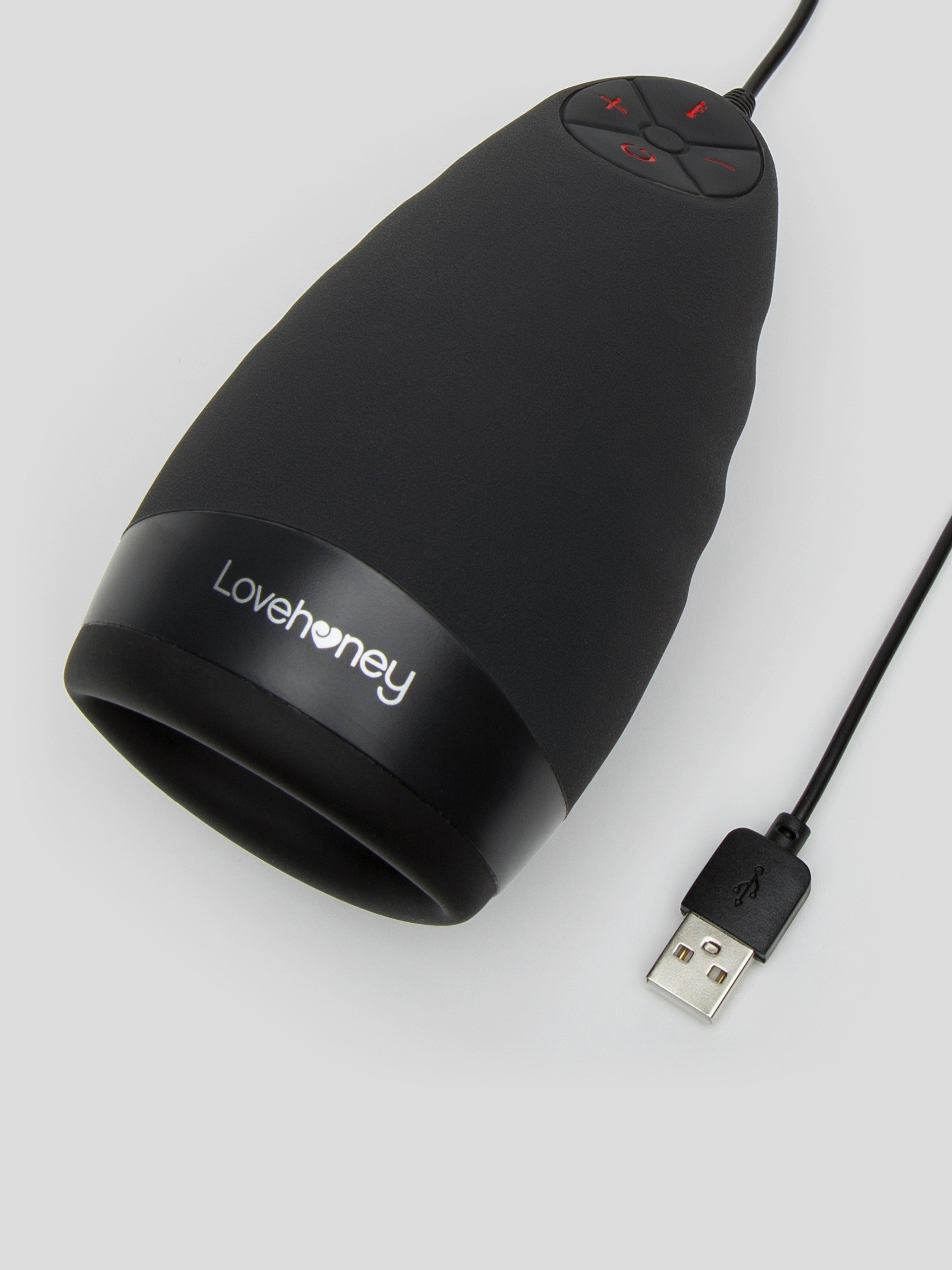 Lovehoney Hot Shot Rechargeable Warming Male Masturbator, Black, hi-res