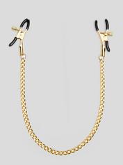 Bondage Boutique Adjustable Nipple Clamps with Gold Chain, Gold, hi-res