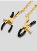 Bondage Boutique Adjustable Nipple Clamps with Gold Chain, Gold, hi-res